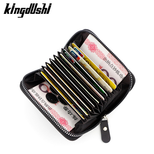 Kingdushi Men's Anti-Magnetic Card Holder Men's Zipper Wallet Coin Purse Leatherette Card Case Business Card Holder