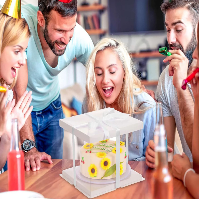 Caja de pastel de cumpleaños totalmente transparente caja de embalaje caja de regalo baloncesto de cumpleaños caja de regalo de graduación regalo rojo neto de regalo