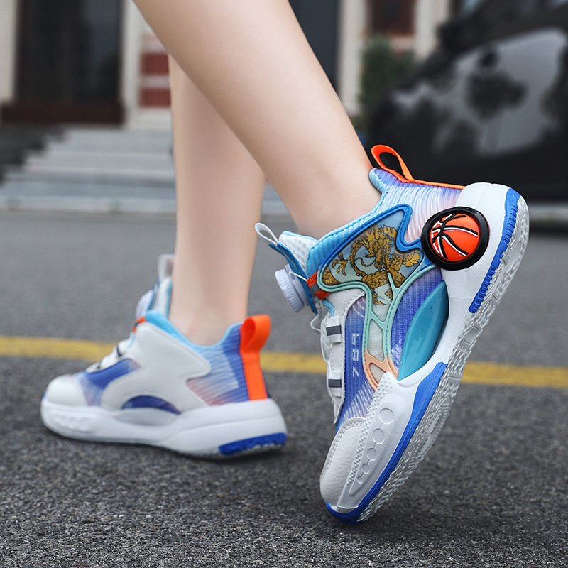 Las zapatillas de baloncesto para niños se frotan con sonido, la malla de primavera es transpirable, los nuevos zapatos deportivos para niños y niñas son resistentes al desgaste y antideslizantes al por mayor