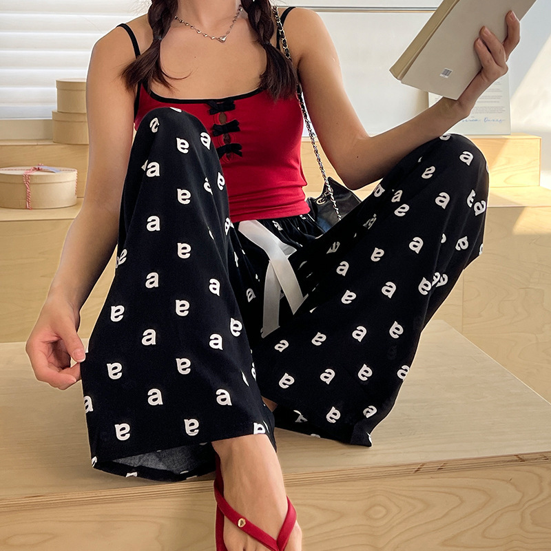 Pantalones anchos de algodón y seda para mujer, pantalones casuales de rayón, suaves y cómodos con efecto drapeado, pantalones de dormir para mujer.