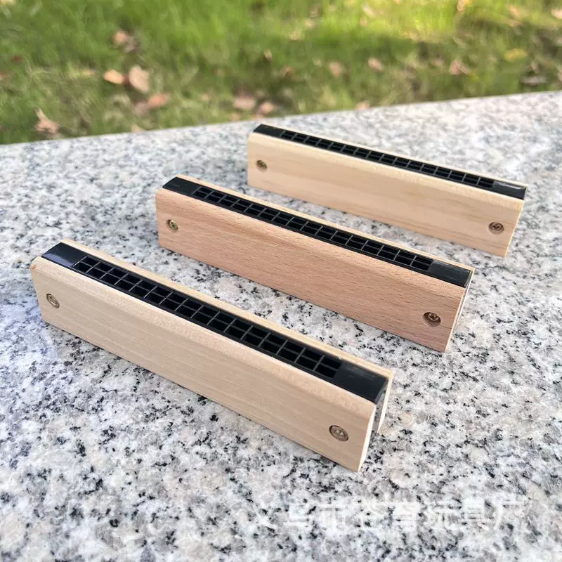 16孔双排儿童木制口琴宝宝初学者入门吹奏乐器婴儿早教口风琴玩具