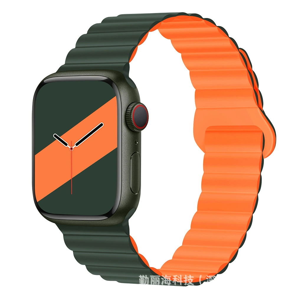 Силиконовый магнитный ремешок для Apple Watch iWatch 10/AppleWatch 9, двухцветный, размеры 38/40/41 & 42/44/45/49 мм