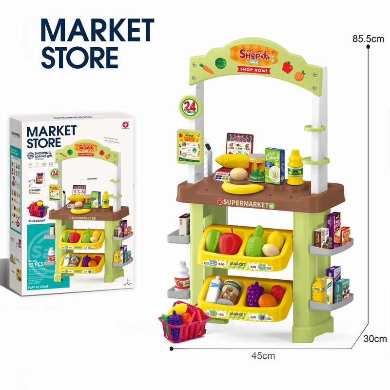 Simulación transfronteriza de supermercado infantil de compras caja registradora juego de juguetes de escaneo casera tarjeta deslizante mesa de supermercado de helados