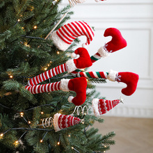 跨境圣诞插枝勾靴帽子毛绒玩具绕卷弹簧公仔圣诞节派对装饰品现货