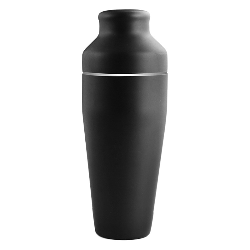 Coctelera de acero inoxidable traje negro pintura en aerosol 8 piezas coctelera Shaker