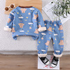 Demi-season children's autumn set suitable for men and women, warm cartoon thermal underwear, keep warm pijama