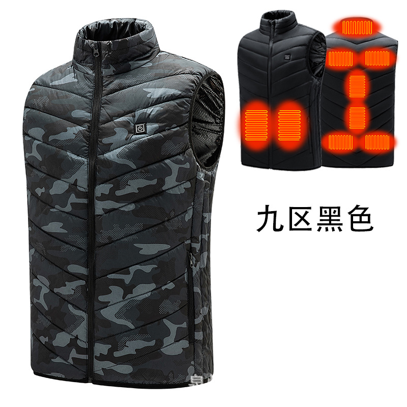Transfronterizo nuevo Distrito 9 calefacción hombres y mujeres calefacción chaleco invierno cálido inteligente carga calefacción chaleco fábrica al por mayor