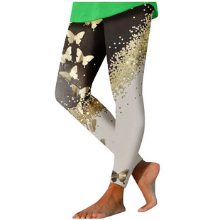 Cross-border Amazon women's leggings European and American l butterfly digital printing yoga trousers tights one-piece delivery