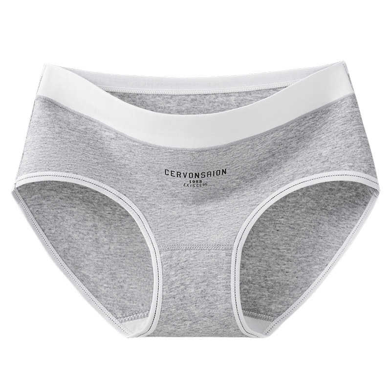 Una categoría de ropa interior de algodón Xinjiang color de contraste ropa interior de cintura media de alto rebote ácido poliláctico entrepierna antibacteriano estilo deportivo ropa interior triangular para mujer