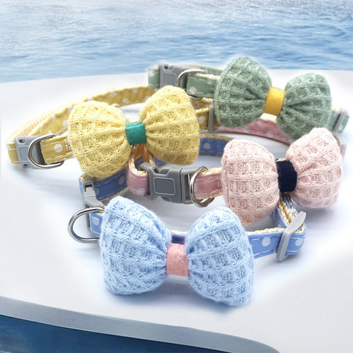 Pet Collar Accessory Wholesale Manufacturer Cute Bowknot Cat and Dog Collar Adjustable Pet Neck Collar
