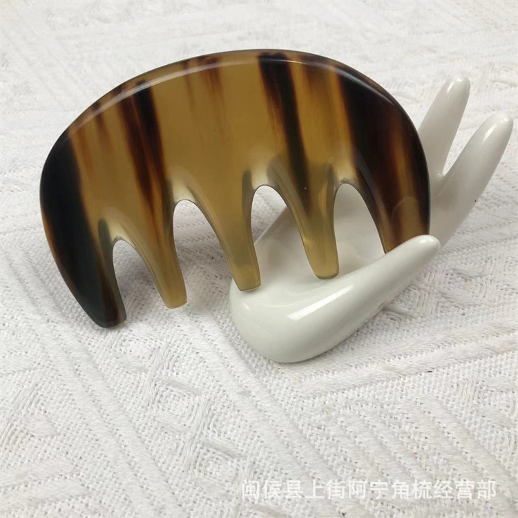Natural Horn Five-Tooth Massage Comb Thickened Scalp Head Therapy Comb for Meridian Gua Sha Style Daily Care key features