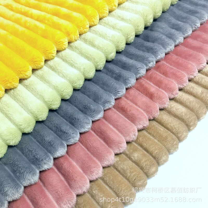 Jacquard Striped Flannel Double-sided Plain Color 2cm Blanket Home Clothes Shoes and Hats Pillow Toys Velvet Fabric in Stock Jacquard Striped Flannel Double-sided Plain Color 2cm Blanket Home Clothes Shoes and Hats Pillow Toys Velvet Fabric in Stock