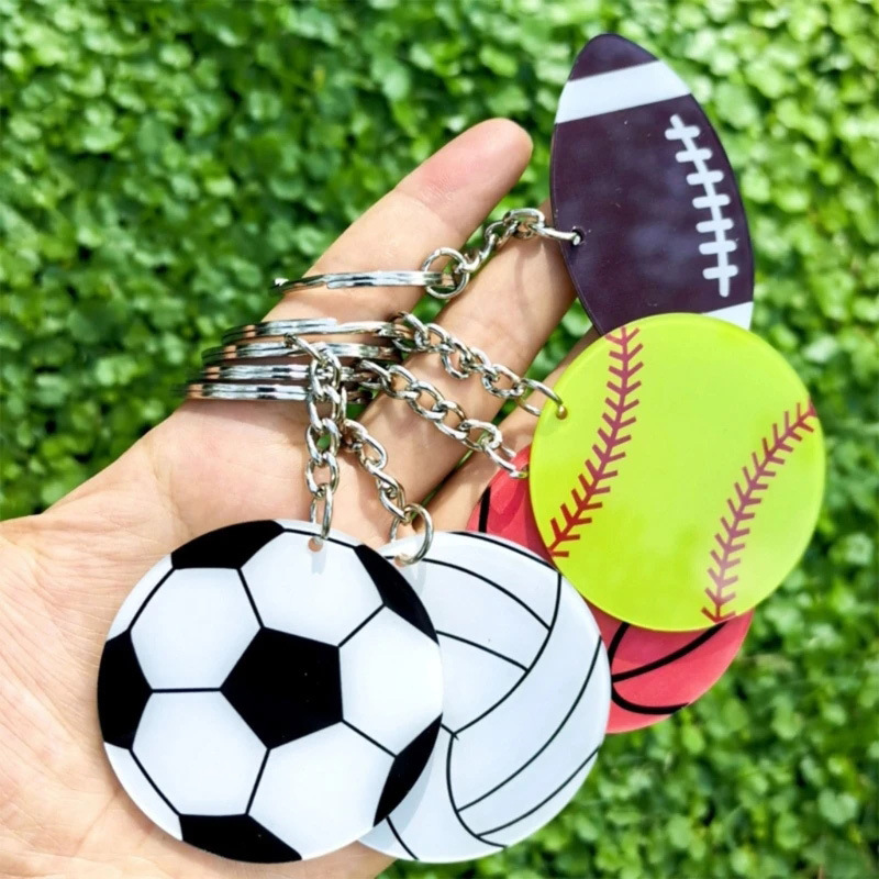 creative acrylic football baseball basketball volleyball keychain…