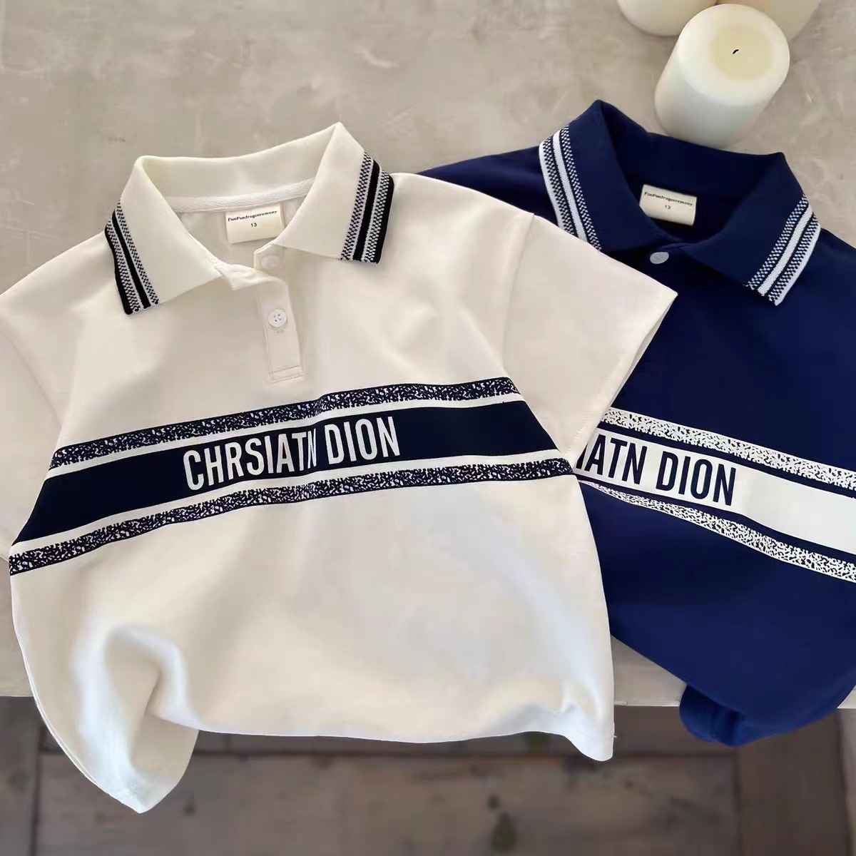 Boys' pure cotton polo shirt, 2025 new style, children's casual short-sleeved summer wear, loose collar short-sleeved T-shirt, trendy.