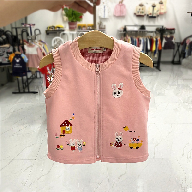 Chaleco de los niños de primavera y otoño nuevo japonés oso superior niños y niñas cremallera chaleco desgaste exterior 2617