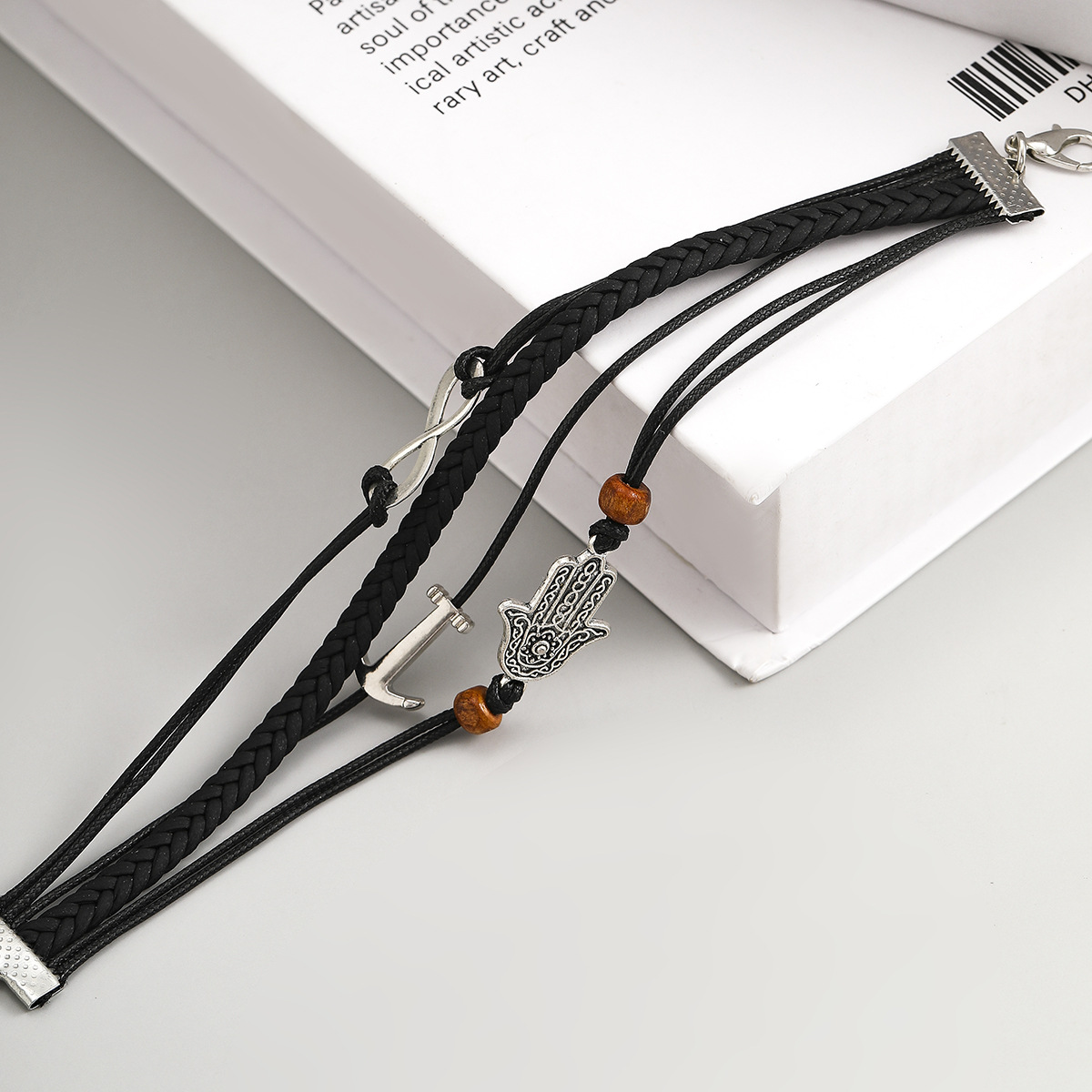 1 Piece Fashion Letter Palm Anchor Pu Leather Alloy Braid Menu0027S Bracelets