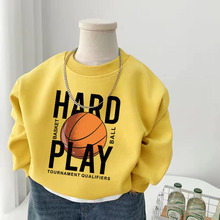 童装纯棉卫衣2023秋新款圆领上衣服男童冬季加绒加