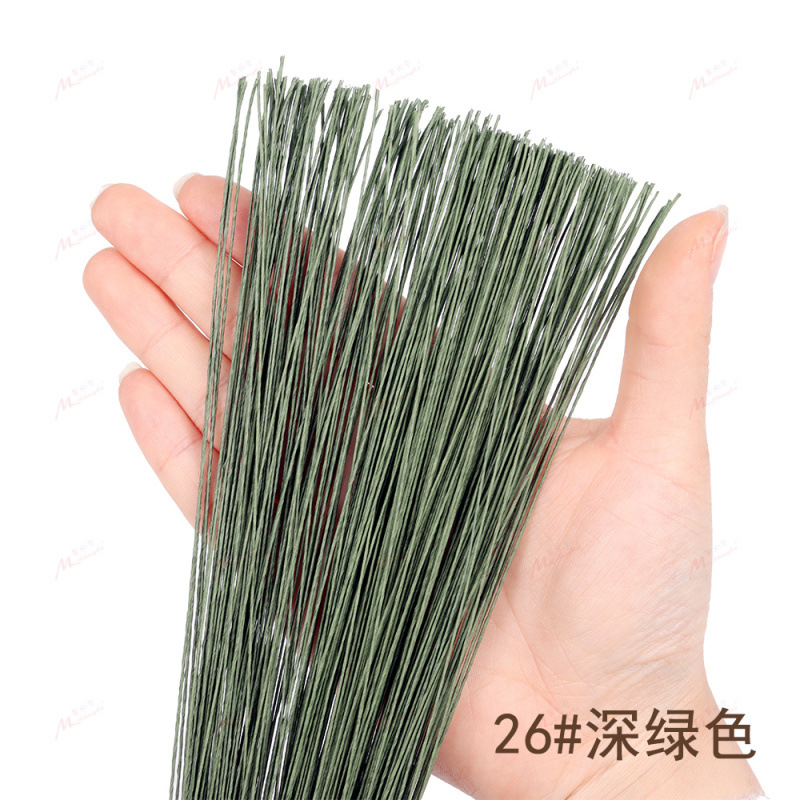 No. 26 paper-coated iron wire 60cm floral art sugar flower eternal flower paper flower gypsophila leaf vein green iron wire