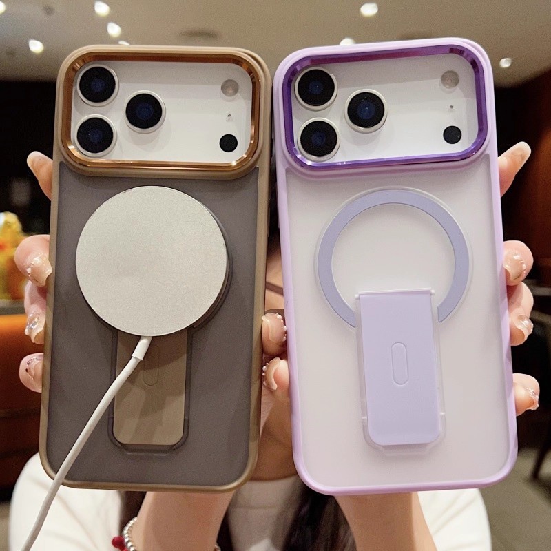 适用iPhone17PROMAX磁吸支架手机壳苹果16磨砂肤感金属镜头保护套|undefined