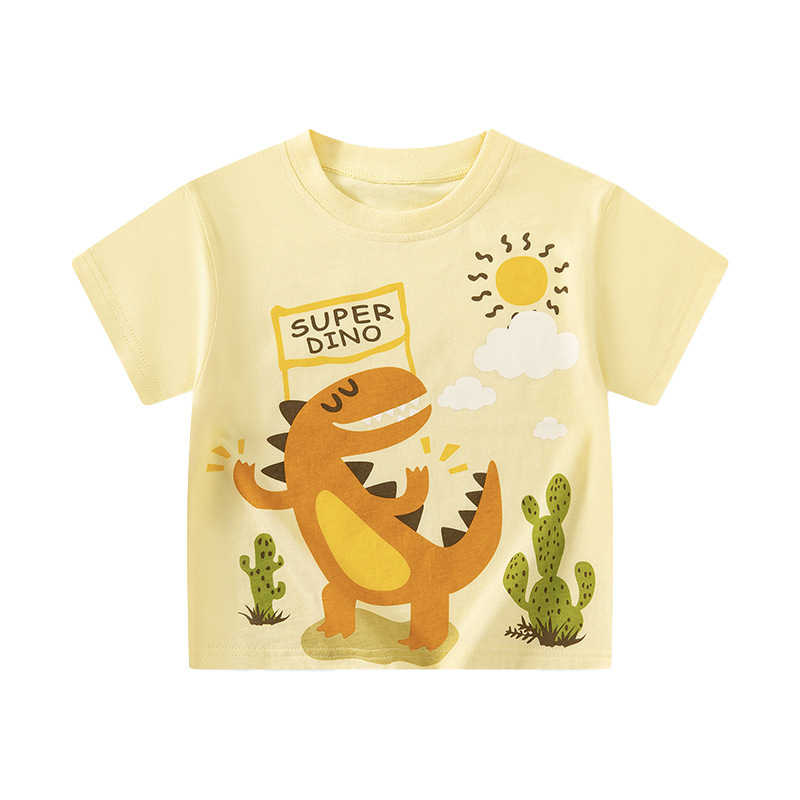 Betop ropa para niños verano nuevo estilo dibujos animados para niños dinosaurio camiseta de manga corta niños y niñas estilo occidental envío transfronterizo de una pieza