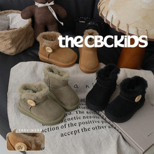 XSHX『澳系纽扣』复古儿童雪地靴男女冬加厚机能一脚蹬【温州鞋】