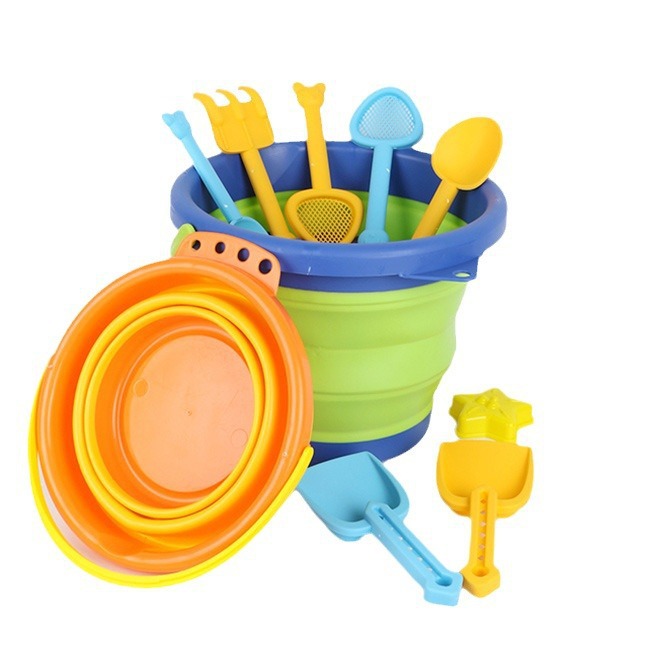 Barril de playa al por mayor de fábrica, cubo de mar, juego de mar, cubo plegable, excavación de arena, pesca, pesca, herramientas de excavación de arena
