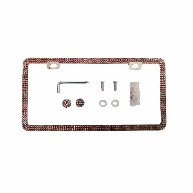 Other US Standard License Plate Frame Rhinestone Inlaid North America Canada (License plate holder/license plate holder) - mauve-rhinestone