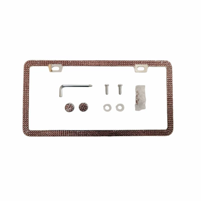 Cross-border US-regulated license plate frame inlaid with rhinestone license plate frame North America Canada license plate frame wholesale delivery accessories (License plate holder/license plate holder) - lotus-lotus-purple-rhinestone