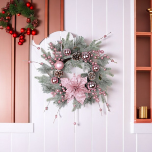 Amazon hot pink Christmas Decorations Christmas Garland door hanging snow Frost rattan wall decoration