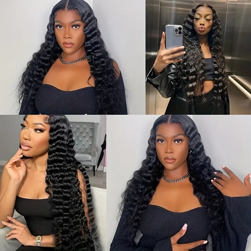 Synthetische Haarverlängerungen mit Frontspitze, Wasserwellen, kleine Locken, Perücke für afrikanische Haare, durchschnittliche Größe, Körperwelle, lang/kurz, Clip-in_voghion.com
