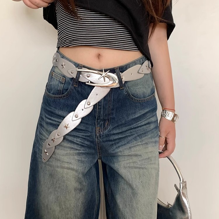 Y2k Spice Girl Star Belt Female Niche Design Sense Subculture Versatile Waist Chain Punk Style Waist Belt Accessories_voghion.com