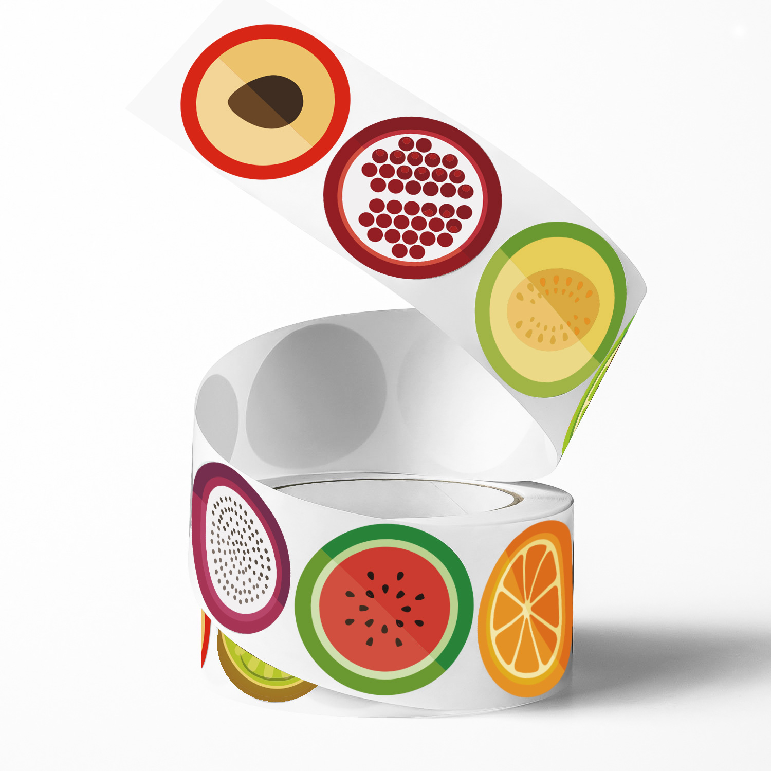 Etiqueta engomada de regalo con patrón de fruta Etiqueta engomada de sellado circular Impresión Etiqueta engomada de color Etiqueta engomada decorativa al por mayor