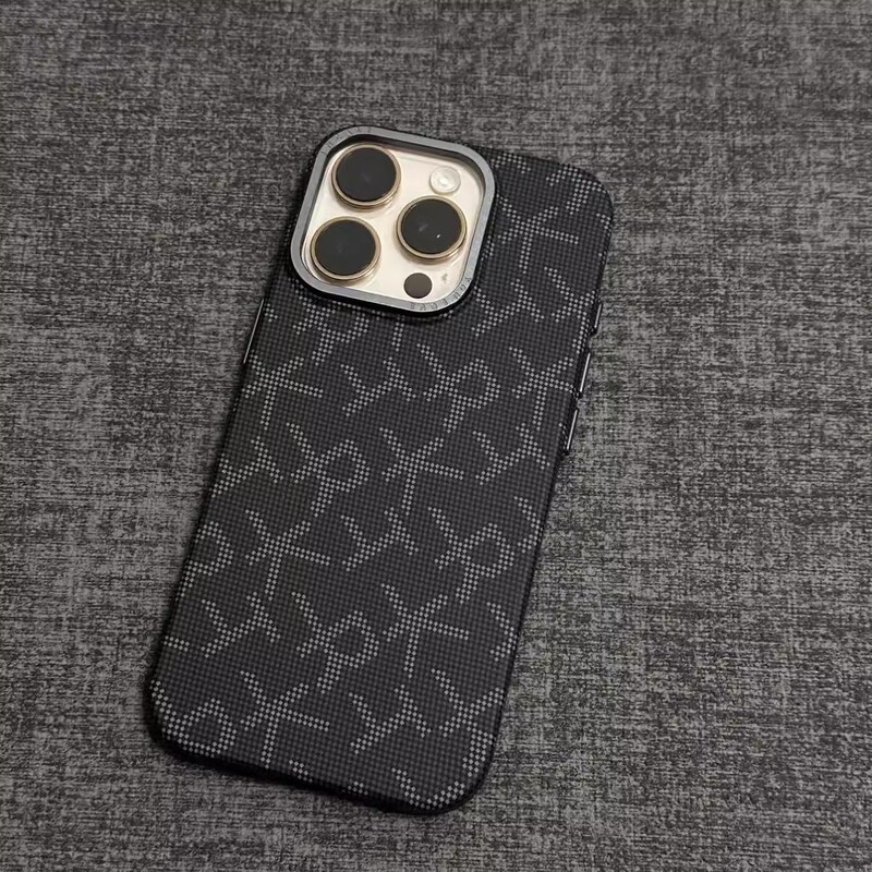 适用iPhone17ProMax手机壳RK纤维纹理超薄PC苹果16金属镜框保护套|undefined