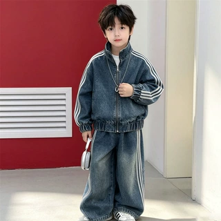 男童牛仔套装春秋款2026新款中大儿童运动男孩卫衣潮帅气秋季时髦