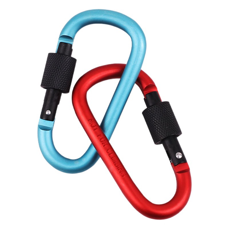 d-type No. 8 carabiner thickened 8CM aluminum alloy outdoor spring hook quick release buckle climbing water bottle buckle kettle buckle