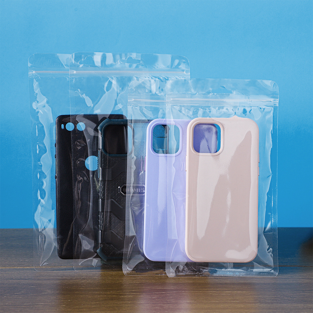 Transparent self-sealing bag phone case packaging bag for 5.5/6.7 inch phone cases, transparent phone case bag