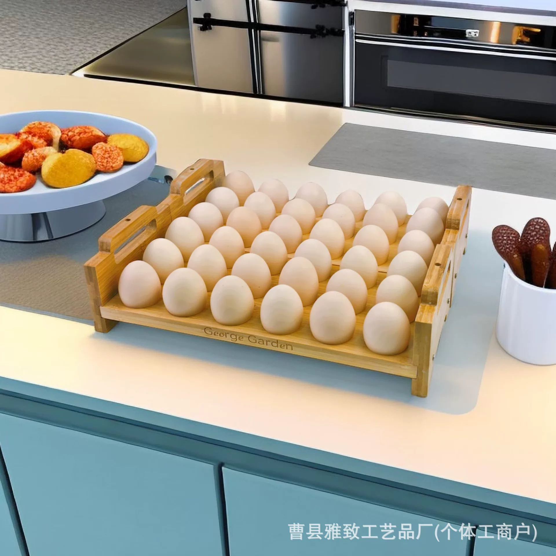 Стойка для хранения яиц из бамбука и дерева кухонный холодильник держатель для яиц