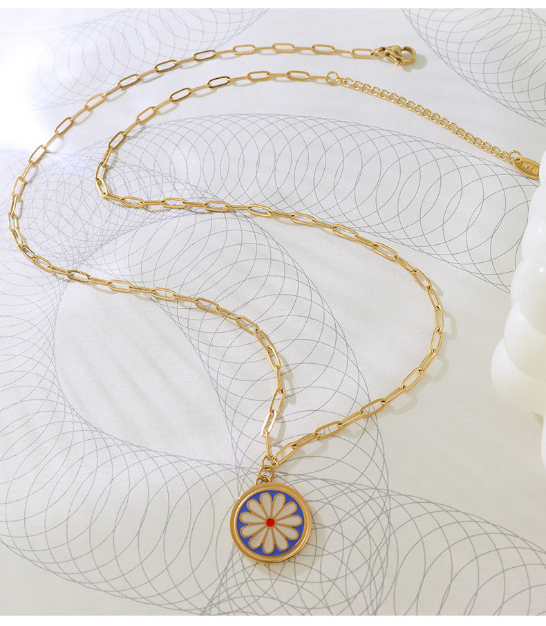 personality small daisy titanium steel necklace bracelet earrings jewelry