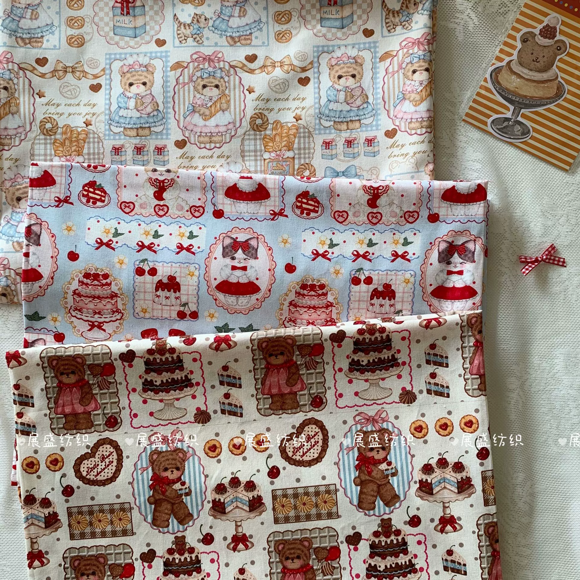 纯棉40支府绸数码印花布料 卡通昭和风可爱布 洛丽塔裙子童装箱包