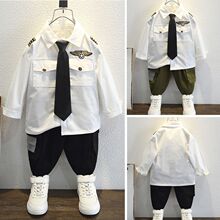 TZ001-机长服长袖套装-简约时尚百搭T恤夏天夏装儿童童装