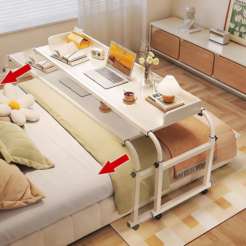 Mobile over-bed table, computer desk, bedroom adjustable height desk, simple home study table, long table for rental housing