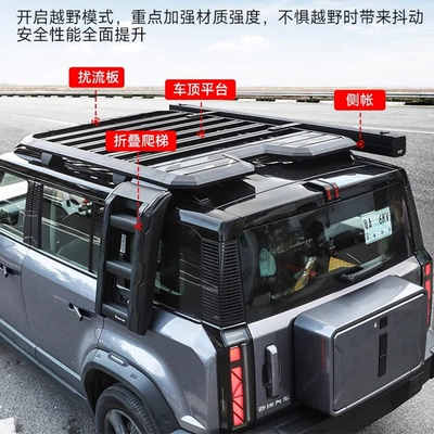 Ladder, Tent, Small Backpack, Roof rack