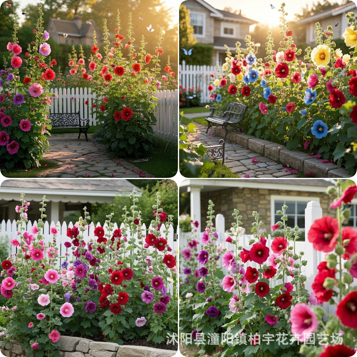 [Трансграничная поставка] Семена цветов Hollyhock смешанного цвета, семена больших цветов Hollyhock, двор, балкон, горшечное растение, один метр, красные семена