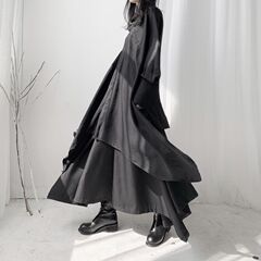 暗黒系男女春秋2025新型韓国版暗黒風小衆非対称ゆるいシャツ半身シャツ