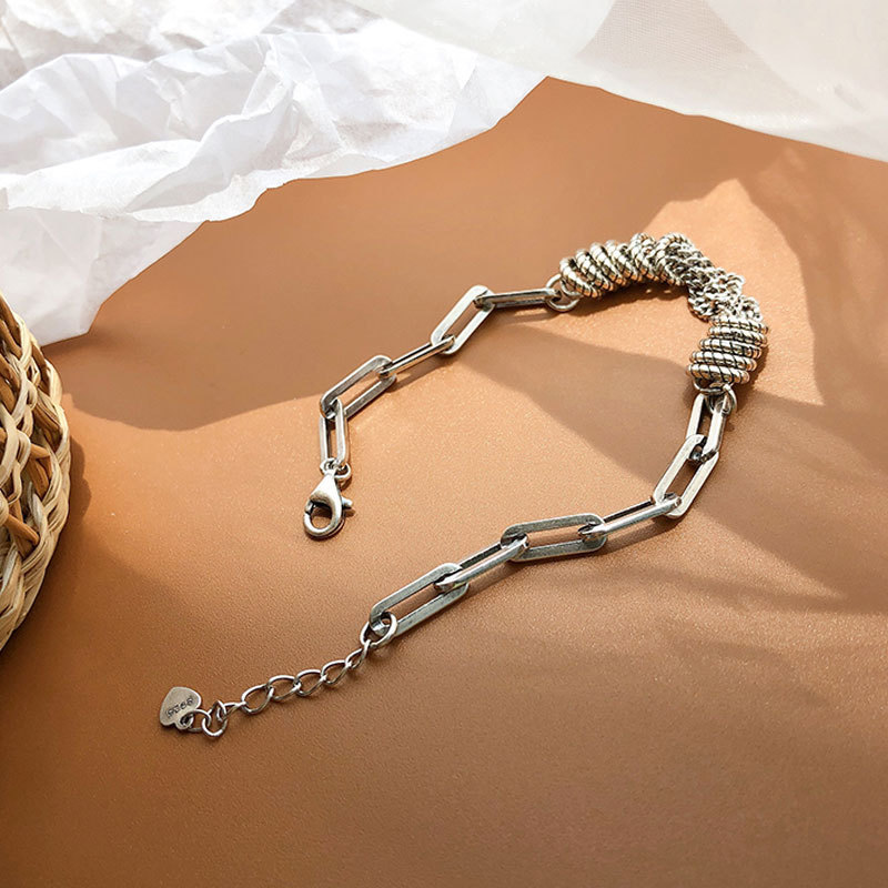 Retro heart circle stitching bracelet female niche design braided chain heartshaped braceletpicture7