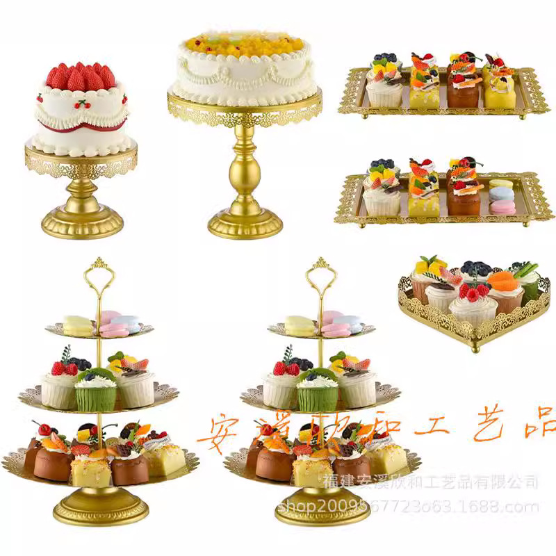 Creativo estilo europeo oro hueco estante de pastel de boda props mesa de postres decoración de postres tienda de postres refrigerio combinación de estante de pastel