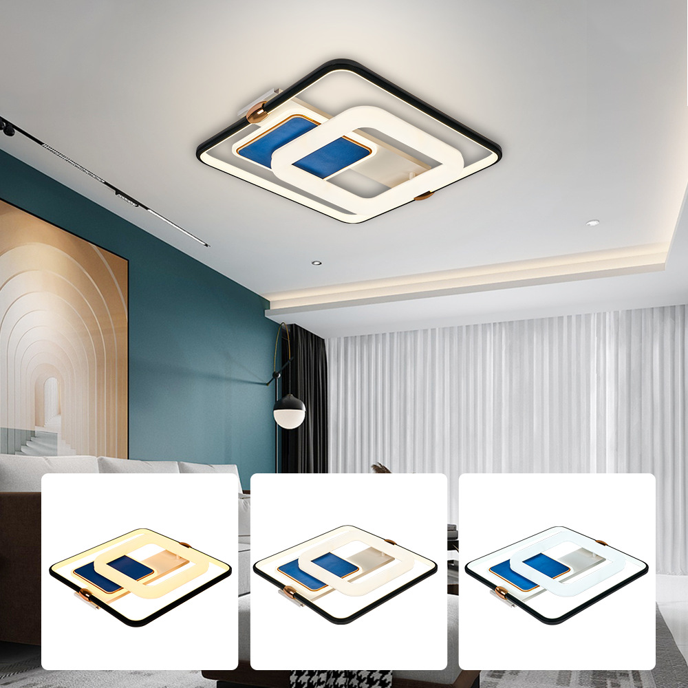 新款簡(jiǎn)約LED現(xiàn)代燈2.4G無(wú)極調(diào)光APP控制72W方形吸頂燈臥室燈燈飾