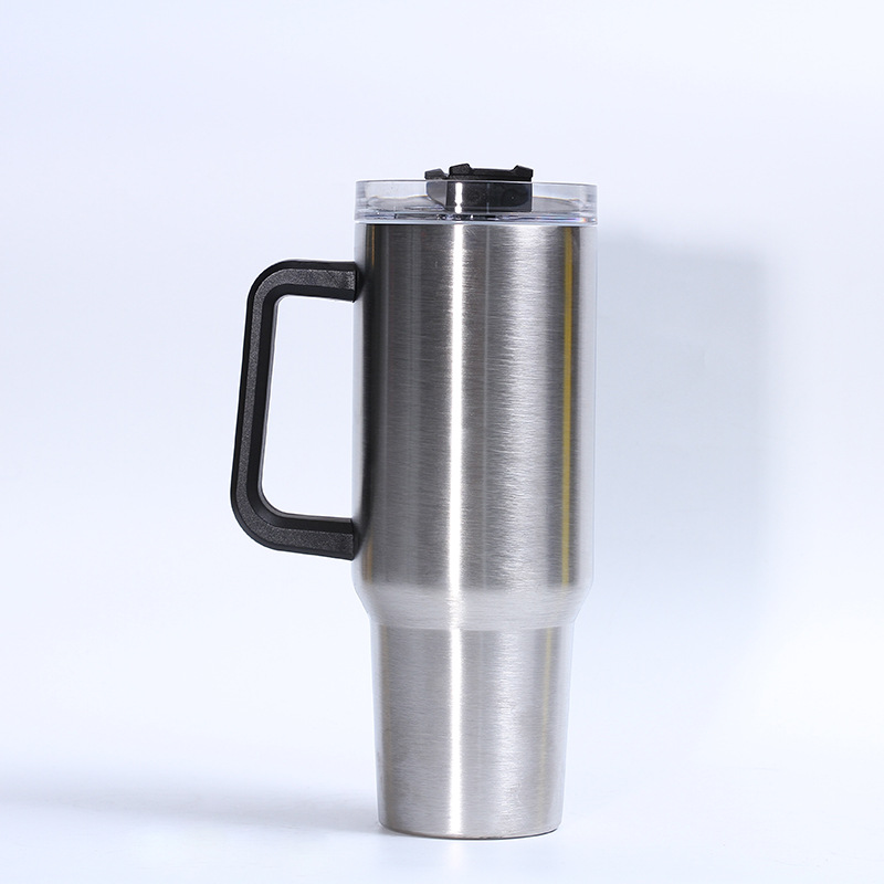 Suministro directo transfronterizo 40oz mango helado taza portátil coche de acero inoxidable taza de pulverización de plástico de doble capa de vacío termo taza