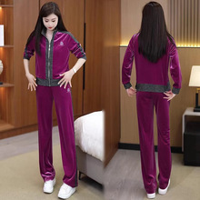 秋冬高档金丝绒妈妈装运动套装气质时尚洋气减龄休闲时尚两件套女