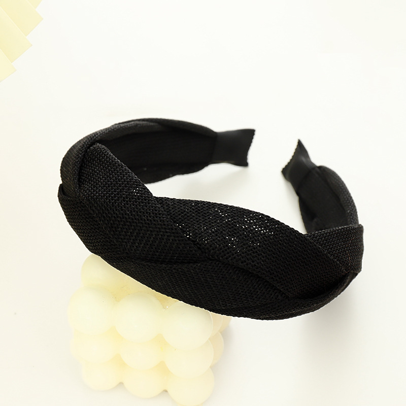 Summer New Elegant Wide-brimmed Women's Hair Band European And American Simple Solid Color Fabric Craft Cross Braid Headband R225 display picture 7